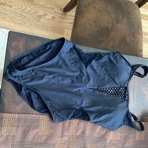 Black one piece swim suit, padded bra inserts, adjustable straps, sexy insert